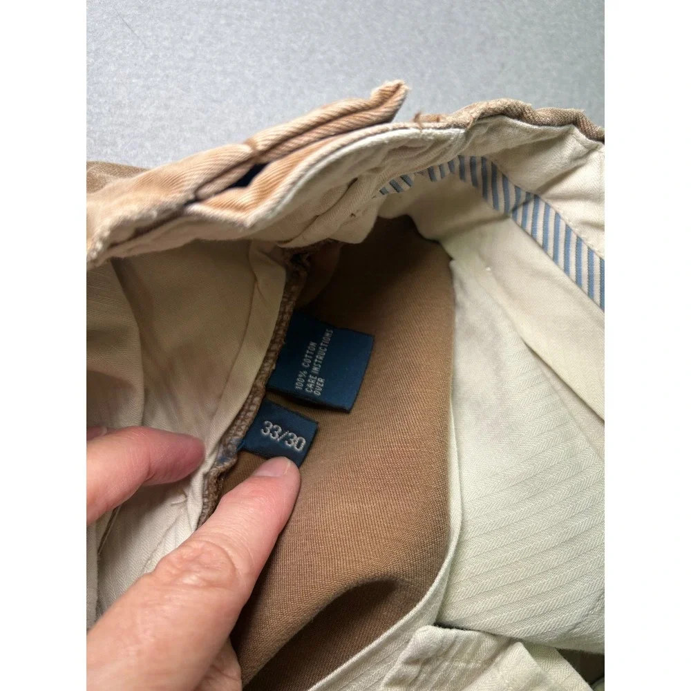 Polo Ralph Lauren Chino Pants Mens 33x30 Brown Tan Cotton Straight Leg Trousers